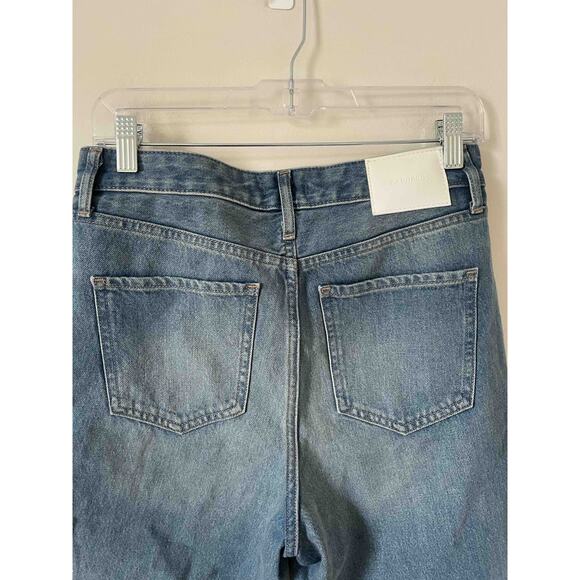 Express Button Fly Relaxed Straight High Rise Jeans Black Size 8 Short - Picture 8 of 12